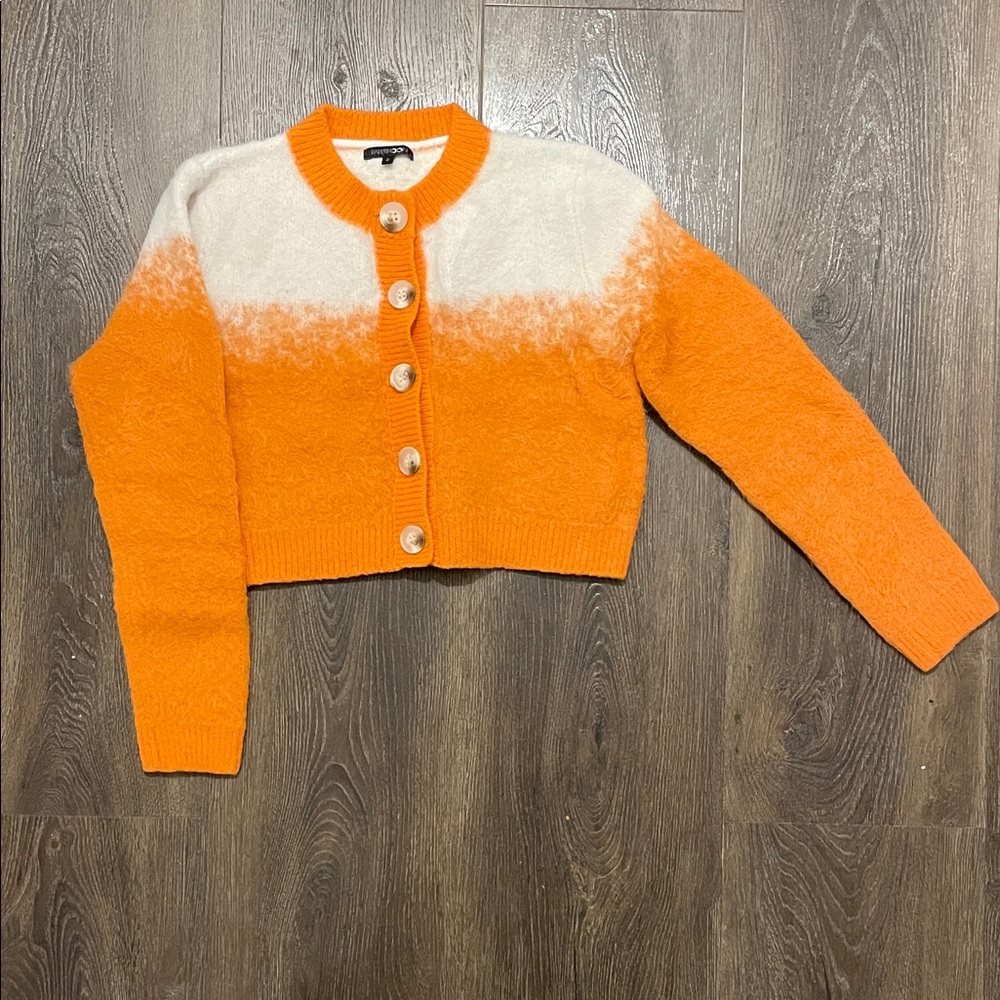 Crop-Top Orange and White Women's Sweater
